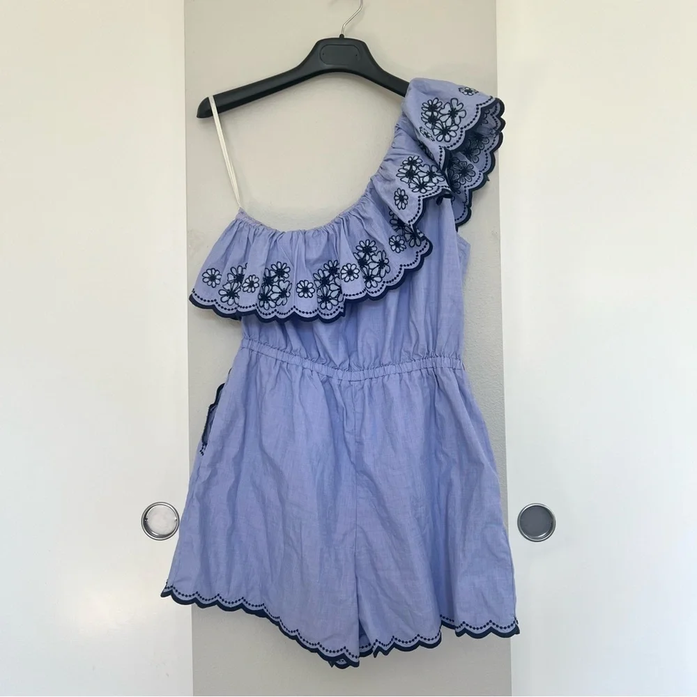 Kate Spade One-Shoulder Daisy Embroidered Ruffle Romper – Coquette Cottage - 12